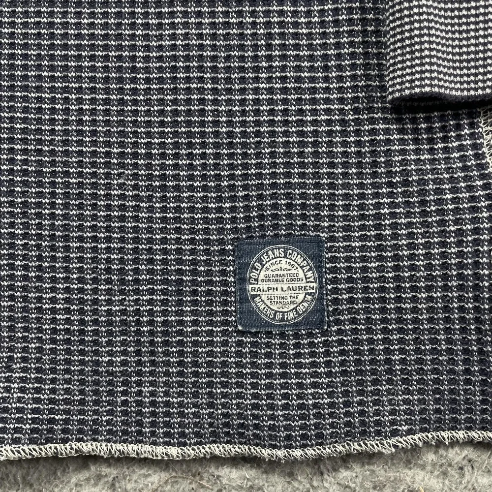 Polo Jeans Co Ralph Lauren Thermal Shirt Mens 2XL Blue Waffle Knit Long Slv VTG
